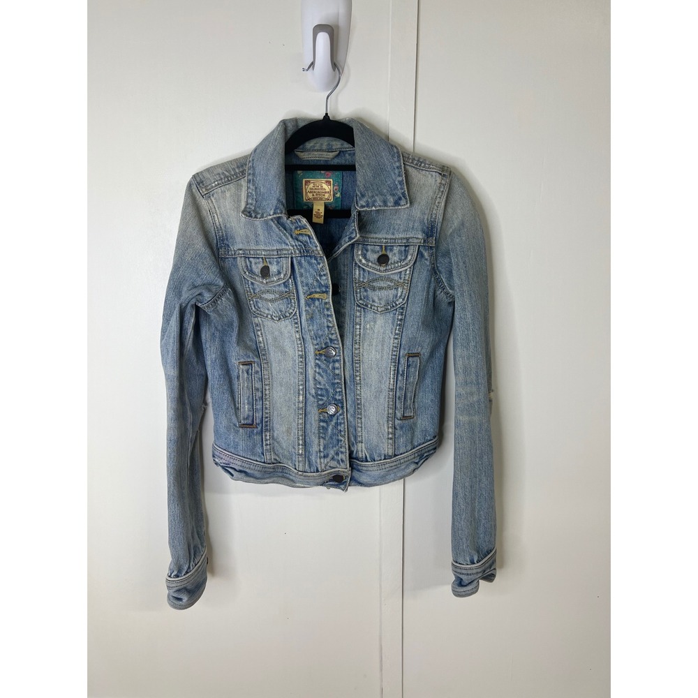 Abercrombie & Fitch‎ Womens Light Wash Denim Jacket Cotton Vintage Style Small